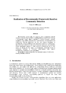 Realization of Recommender Framework Based on Community Detection