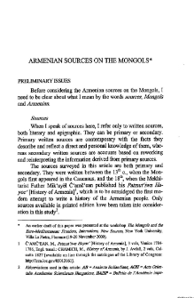 Armenian Sources on the Mongols