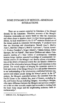 Some Dynamics of Mongol-Armenian Interactions