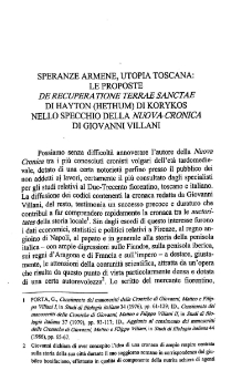 Speranze armene, utopia Toscana: le proposte De recuperatione terrae sanctae di Hayton (Hethum) di Korykos nello specchio della Nuova Cronica di Giovanni Villani
