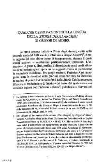 Qualche osservazione sulla lingua della Storia degli arcieri di Grigor di Akner