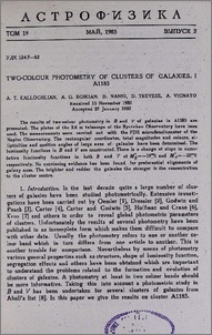 Two-colour photometry of clusters of galaxies. I. A1185