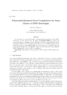 Polynomial Bounded Proof Complexities for Some Classes of DNF-Tautologies