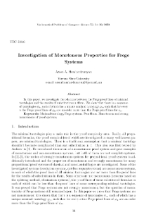 Investigation of Monotonous Properties for Frege Systems