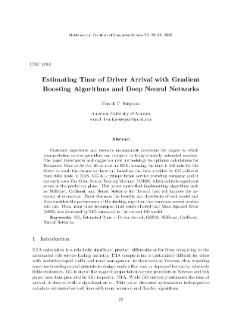 Estimating Time of Driver Arrival with Gradient Boosting Algorithms and Deep Neural Networks