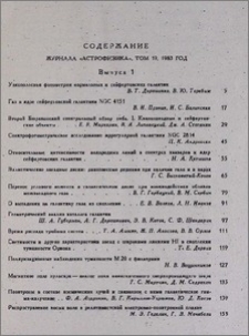Содержание журнала «Астрофизика» том 19, 1983 г.