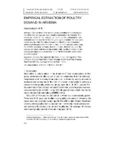 Empirical Estimation of Poultry Demand in Armenia