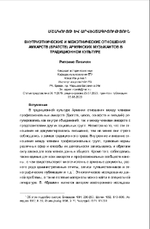 Внутриэтнические и межэтнические отношения амкарств (братств) армянских музыкантов в традиционной культуре