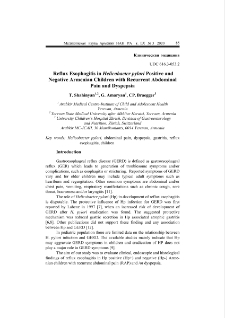 Reflux Esophagitis in Helicobacter pylori Positive and Negative Armenian Children with Recurrent Abdominal Pain and Dyspepsia