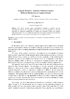 Using the Deductive - Inductive Method to Analyze Diffusion Mechanisms in Complex Systems