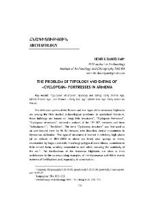 The problem of Typology and Dating of "Cyclopean" Fortresses in Armenia