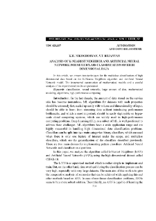 Analysis of k-nearest neighbor and artificial neural network for multiclass classification of high dimensional data