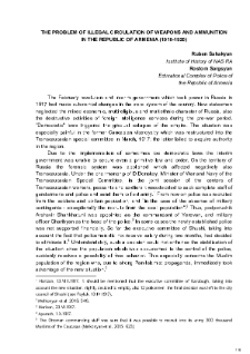 The Problem Of Illegal Circulation Of Weapons And Ammunition In The Republic Of Armenia (1918-1920)