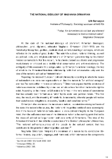 National Ideology Of Maghakia Ormanyan