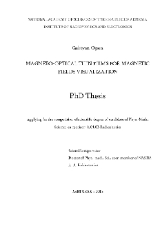 Magneto-optical thin films for magnetic fields visualization