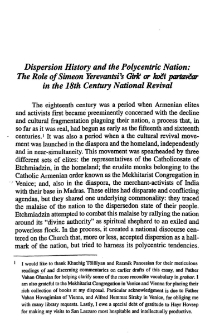 Dispersion History and the Polycentric Nation: The Role of Simeon Yerevantsiʼs Girk or koči partavčar in the 18th century National Revival