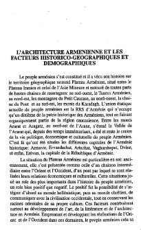 Lʼarchitecture arménienne et les facteurs historico-géographiques et demographiques