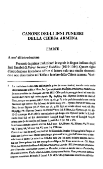 Canone degli Inni funebri della Chiesa Armena