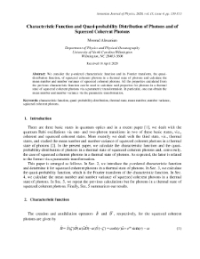 Characteristic Function and Quasi-probability Distribution of Photons and of Squeezed Coherent Photons