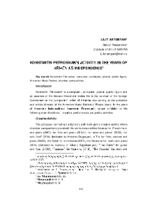 Konstantin Petrossian’s Activity in the Years of Armenia’s Independence