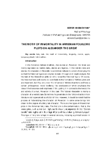 The Motif of Immortality in Armenian Folklore Plots on Alexander the Great
