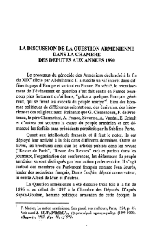 La discussion de la question Arménienne dans La chambre des députes aux années 1890