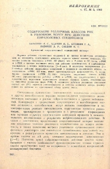 Содержание различных классов РНК в головном мозгу при действии пиразоловых соединений
