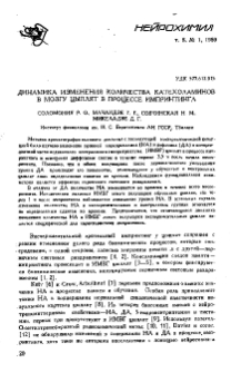 Динамика изменения количества катехоламинов в мозгу цыплят в процессе импринтинга
