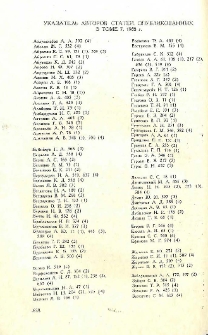 Указатель авторов статей, опубликованных в томе 7, 1988 г.