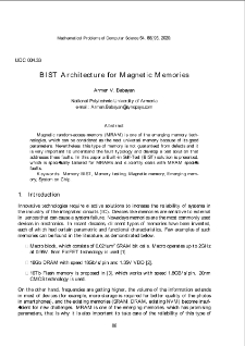 BIST Architecture for Magnetic Memories