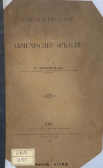 Beiträge zur Lautlehre der Armenischen Sprache