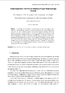 Cobalt Doped SnO2 Thin Film for Detection of Vapor Phase Hydrogen Peroxide