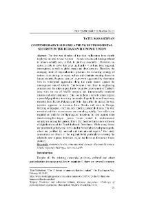 Contemporary Issues Related To Environmental Security In The Eurasian Economic Union