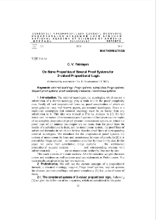On Some Properties of Several Proof Systems for2-valued Propositional Logic