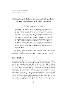 Saturation of finitely-generated submodules of free modules over Prüfer domains