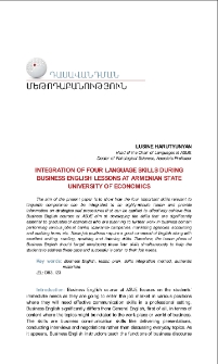 Integration of Four Language Skills during Business English Lessons at Armenian State University of Economics