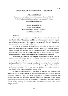 Career development management at doctorate