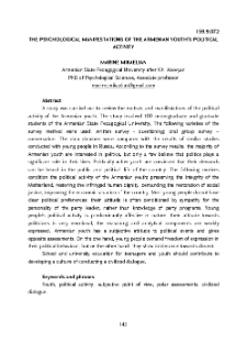 The psychological manifestations of the Armenian youth’s political activity