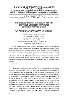 Synthesis and study of antioxidant activity of hydrochlorides of substituted piperazinopropiophenones