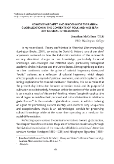 Komitas Vardapet and Nikoghayos Tigranian: Globalization in the Contexts of Folk and Western Art Musical Interactions