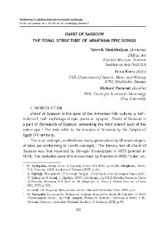 David of Sassoun։ The Tonal Structure of Armenian Epic Songs