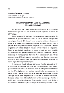 Komitas Vardapet (Archimandrite) et l’art Français