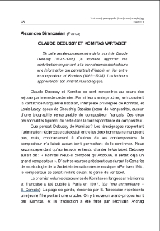 Claude Debussy et Komitas Vartabet