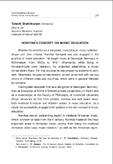 Komitas’s Concept on Music Education