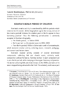 Komitas’s Berlin Period of Creation