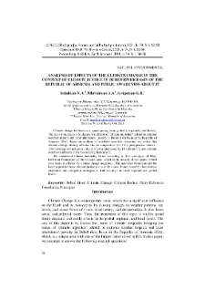 Analysis of effects of the climate change in the context of climate justice in Debed river basin of the Republic of Armenia and public awareness about it