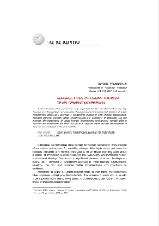 Perspectives of Urban Tourism Development in Yerevan