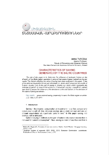 Characteristics of Saving Generated by the Baltic Countries