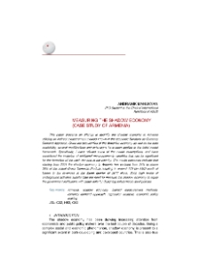 Measuring The Shadow Economy (Case Study Of Armenia)