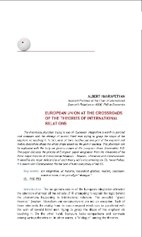 European Union at the Crossroads of the Theories of International Relations